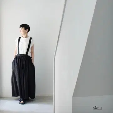 skep 스케프 개더 오버롤 스커트 블랙 일본제