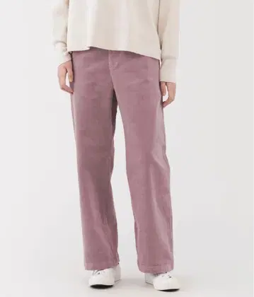 무인양품 여성 스트레치 코듀로이 이지 스트레이트 팬츠 스모크 핑크