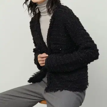 소 트위드 라이크 니트 자켓