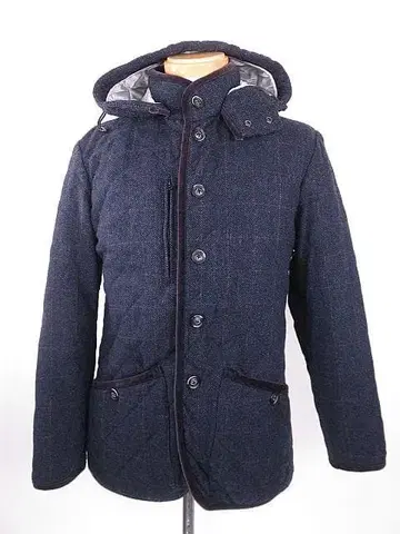 새상품급 정장 셀렉트 퀼팅 자켓 충전솜 대형 체크 무늬 네이비 M