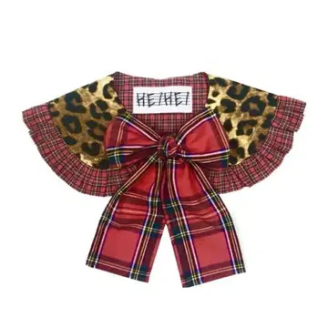 heihei 레오파드 무늬 체크 탈부착 카라