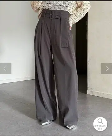 thevon 벨트 하이웨스트 턱 팬츠