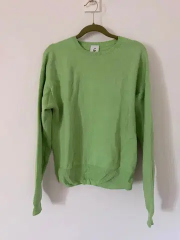 6 로쿠 그린 옐로우 그린 파스텔 컬러 크루넥 니트