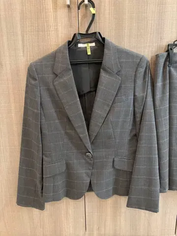 LES MUES 체크 포멀 비즈니스 스커트 수트 셋업