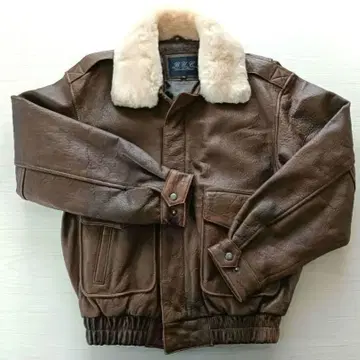남성용 G-1 양가죽 브라운 가죽 퍼 자켓