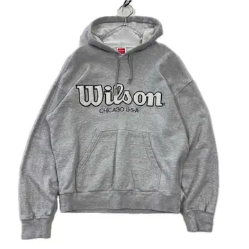 Wilson 자수 로고 후드티 그레이 속기모 M