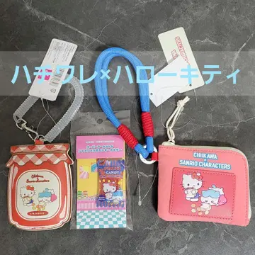 치이카와 산리오 하치와레 헬로키티 패스 케이스 지갑 키링
