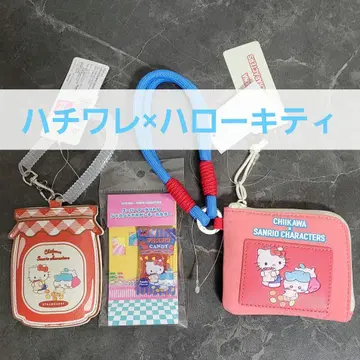 치이카와 산리오 하치와레 헬로키티 패스 케이스 지갑 키링