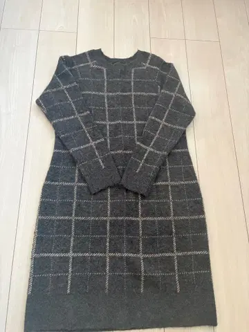 BANANA REPUBLIC 그레이 체크 무늬 원피스 L