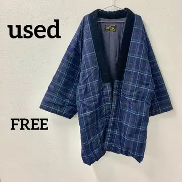 구루메 핸드메이드 한텐 충전솜 체크 무늬 방한 일본 의류