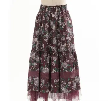 홀리 로즈 패턴 프릴 스커트