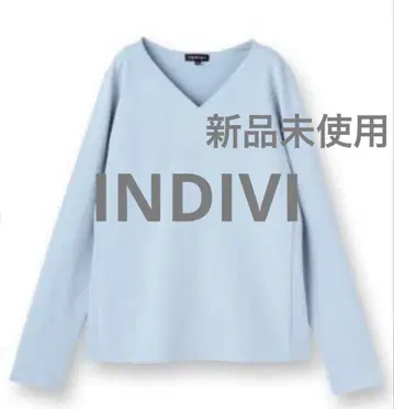 인디비 V넥 컴팩트 니트 라이트 블루