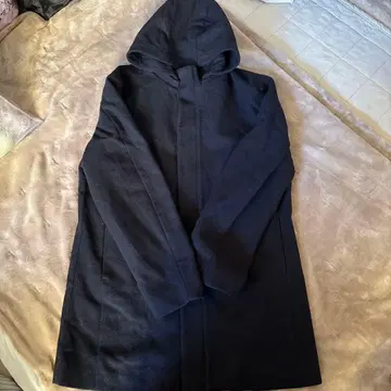 무인양품 네이비 후드 부착 울 코트 M
