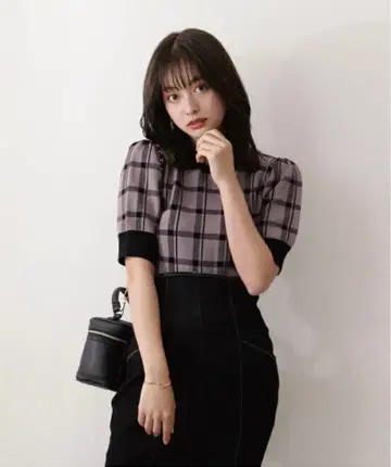 프로포션 바디 드레싱 체크 니트