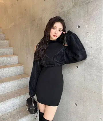 샤기 니트 원피스