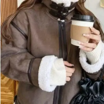 moment+ 스웨이드 x 보아 페이크 무스탕 B-3 자켓 블루종