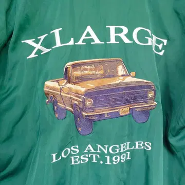 레어 XLARGE 엑스라지 안감 플리스 풀 집업 그린 자켓 자수