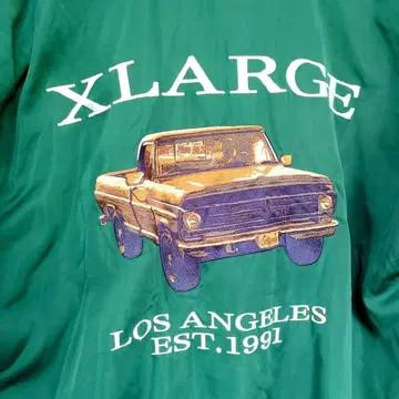 레어 XLARGE 엑스라지 안감 플리스 풀 집업 그린 자켓 자수