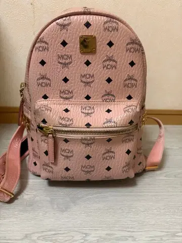 MCM 핑크 로고 백팩
