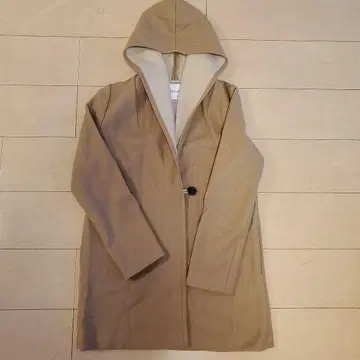INDIVI 후드 부착 노카라 코트 36 베이지