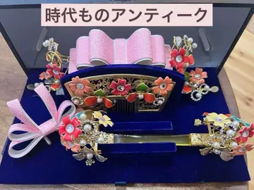 앤티크 일본 의류 신부 결혼용 헤어콤 기모노 BOX 비녀 골동품
