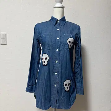 해골 데님 셔츠