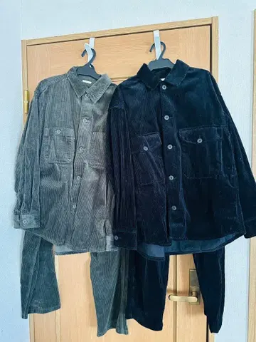 GU 코듀로이 셋업 블랙 다크 그린 상하의 2세트