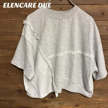 [ ELENCARE DUE ] 그레이 반팔 맨투맨 크롭 기장 F