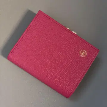 황궁 지갑 이단 가마구치 로즈 핑크 소가죽