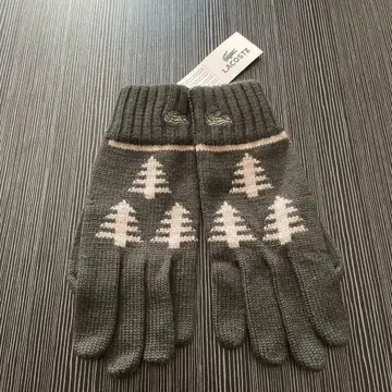 LACOSTE 그레이 니트 장갑 트리 패턴