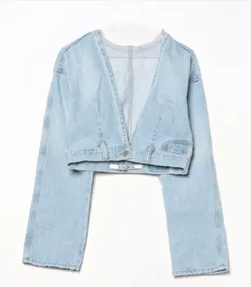퍼버즈 라이트 블루 크롭 데님 자켓