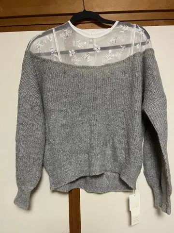 SNIDEL 데콜테 시스루 니트 풀오버