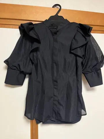 SNIDEL 시어 프릴 스탠드 카라 블라우스