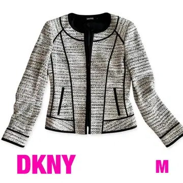 새상품급 DKNY 다나카란 뉴욕 노카라 자켓 트위드