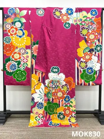 후리소데 가봉 무대 의상 순수 실크 미재단 상품 하카마 포함 MOK830