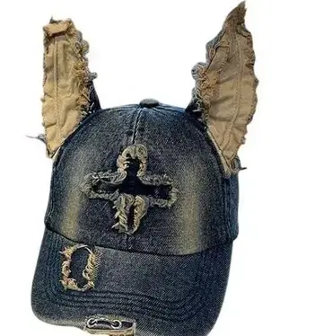 귀달린 데님 캡