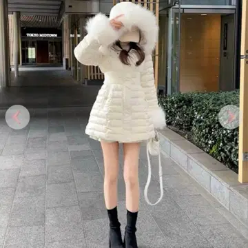 [ 미사용 ] rady 레이디 허리 라인 파이버 다운 코트 화이트 M