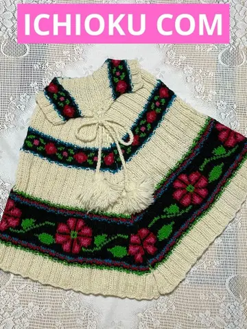 ICHIOKU 울 100% 니트 판초