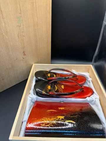 쿄니시키 일본 의류 조리와 백 세트 빨강 검정