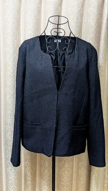 노안누 노안누 빅 사이즈 5L 노카라 자켓 네이비