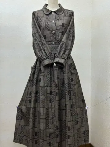 기모노 리메이크 오시마 명주 원피스 앞 버튼 L 사이즈