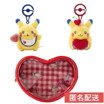 새상품 피카츄 다이너 봉제 인형 마스코트 파우치 하트 햄버거