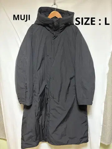 무인양품 방풍 발수 솜 벤치 코트 블랙 남성용 L 사이즈 MUJI