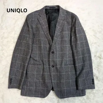 유니클로 자켓 윈도페인 체크 체크 그레이 플란넬