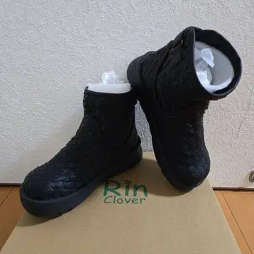 린 클로버 뜨개질 디자인 숏부츠 블랙