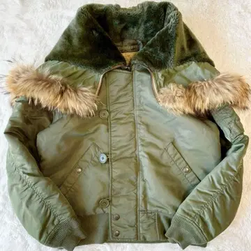 AVIREX N-2B 플라이트 자켓 쇼트 기장 밀리터리 퍼 2way 그린