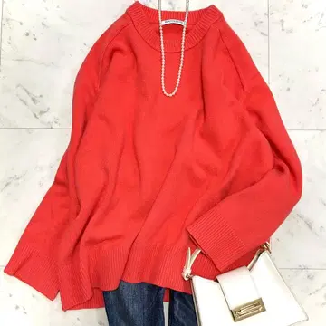 새상품급 뷰티앤유스 울 캐시미어 크루넥 니트 코랄 핑크