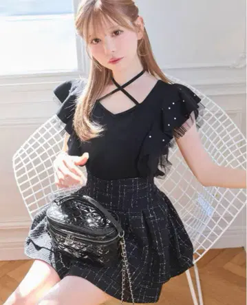 미셸 마카롱 트위드 슬림 레그 스커트 슬림 레그가 되는 스커트 S