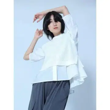 새상품 야마다야 lasud 라슈드 니트 베스트 레이어드 블라우스