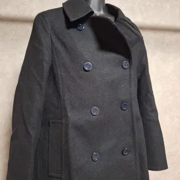 블랙 더블 브레스트 롱 코트